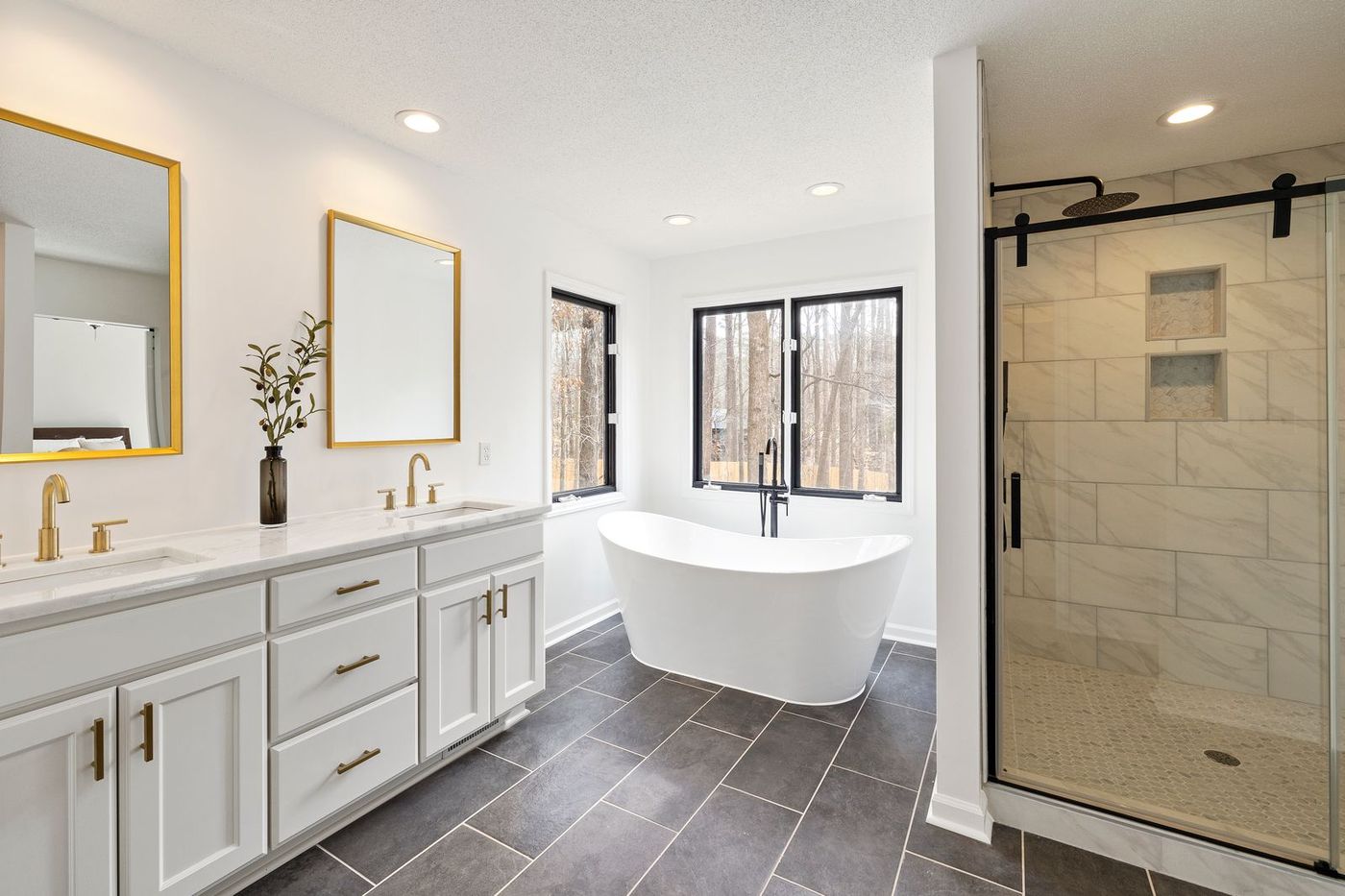 Bath brass mirrors · Eleven Home design + build